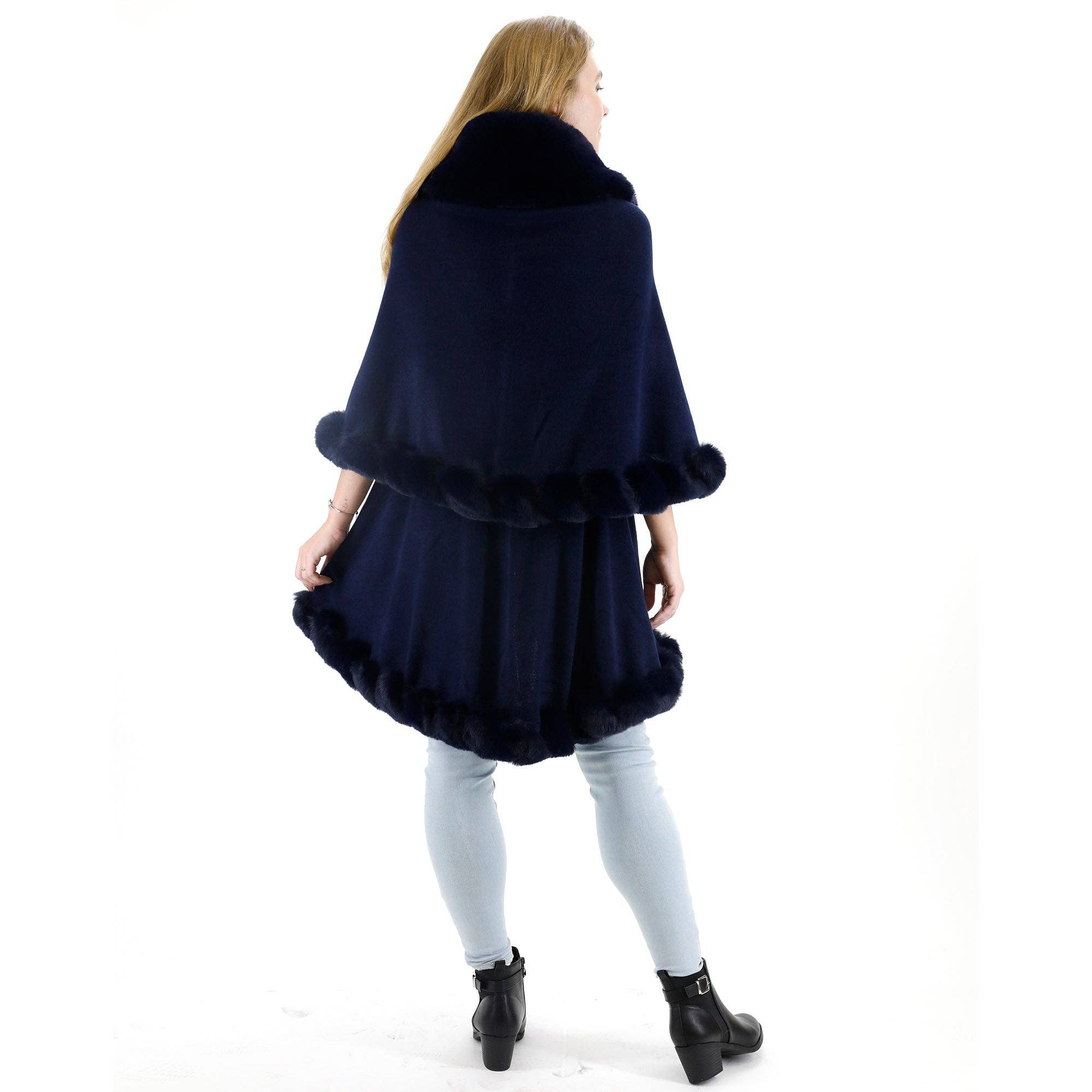 TAPA fashion - Wholesale Poncho - Women's - Solid Color Fur Double Layer Poncho SH925 (3PC)28