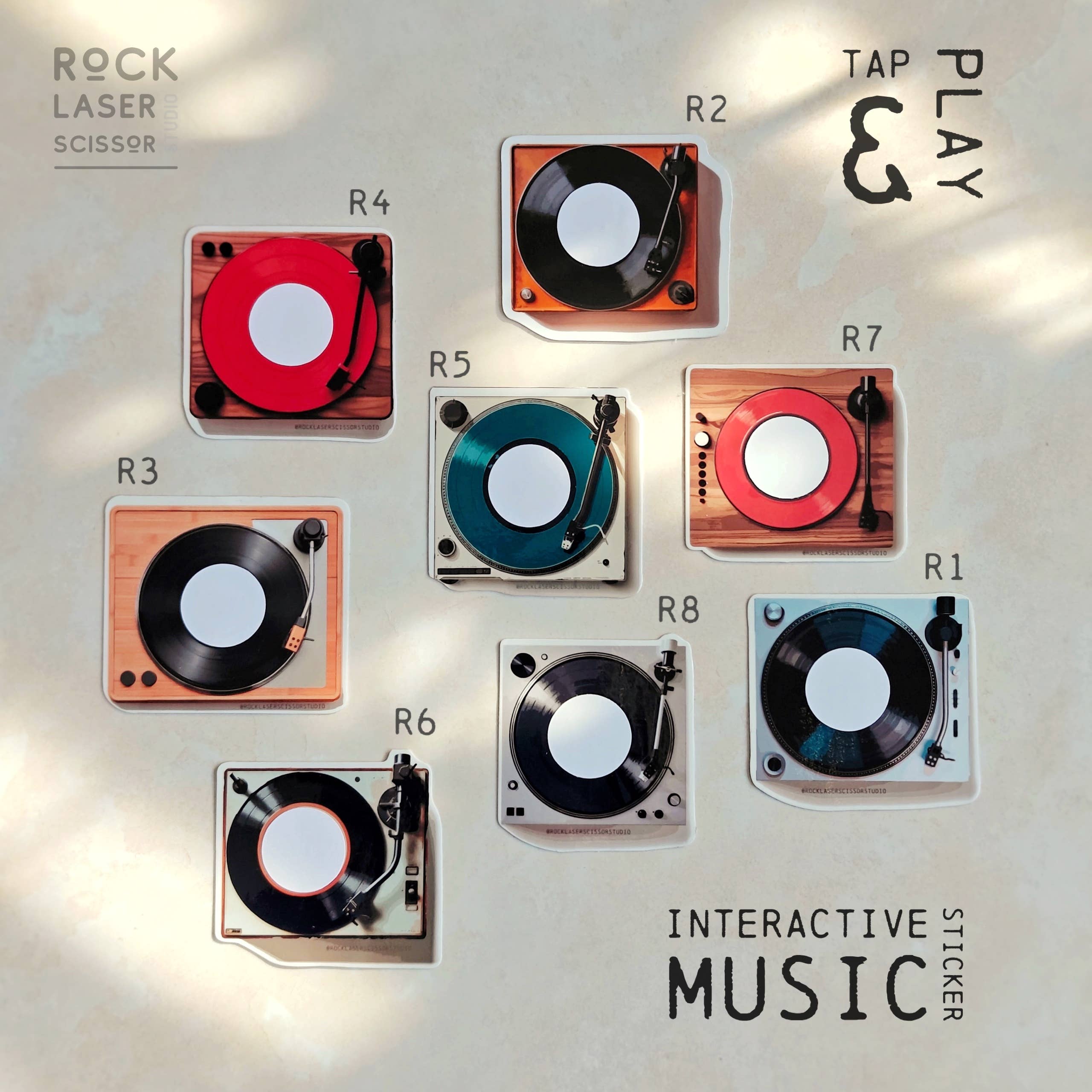 Rock Laser Scissor Studio – wholesale Sticker – Interactive Music Sticker Scannable w/ NFC Chip for Spotify4
