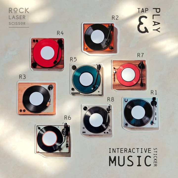 Rock Laser Scissor Studio - Wholesale Sticker - Interactive Music Sticker Scannable w/ NFC Chip for Spotify4
