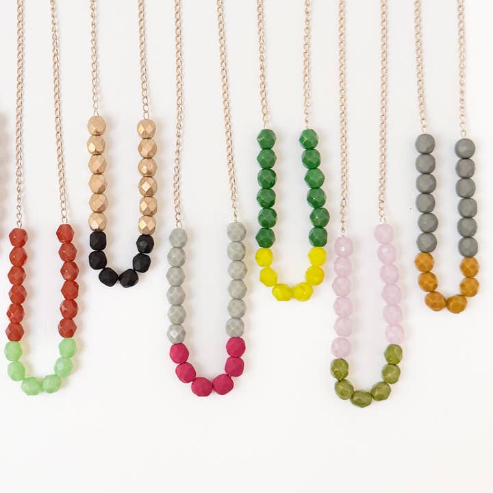 Nest Pretty Things - Wholesale Beaded/Pearl Necklace - Two-Tone Glass Bead Necklace on 24K Gold Chain- 12 colors1