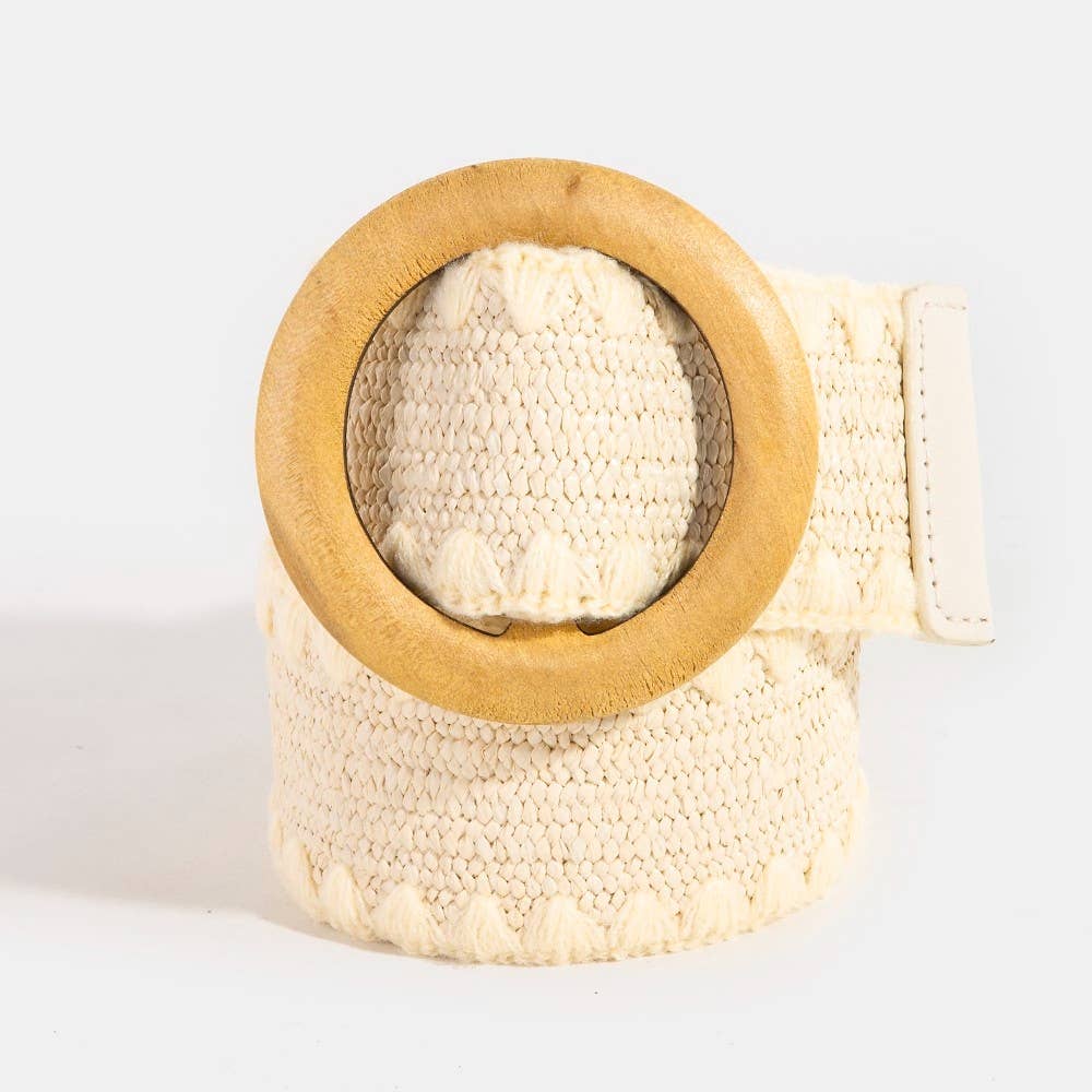 Collections by Fame Accessories - Wholesale Belt - Women's - Wooden Round Buckle Braided Fashion Belt6