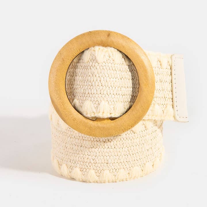 Collections by Fame Accessories - Wholesale Belt - Women's - Wooden Round Buckle Braided Fashion Belt6