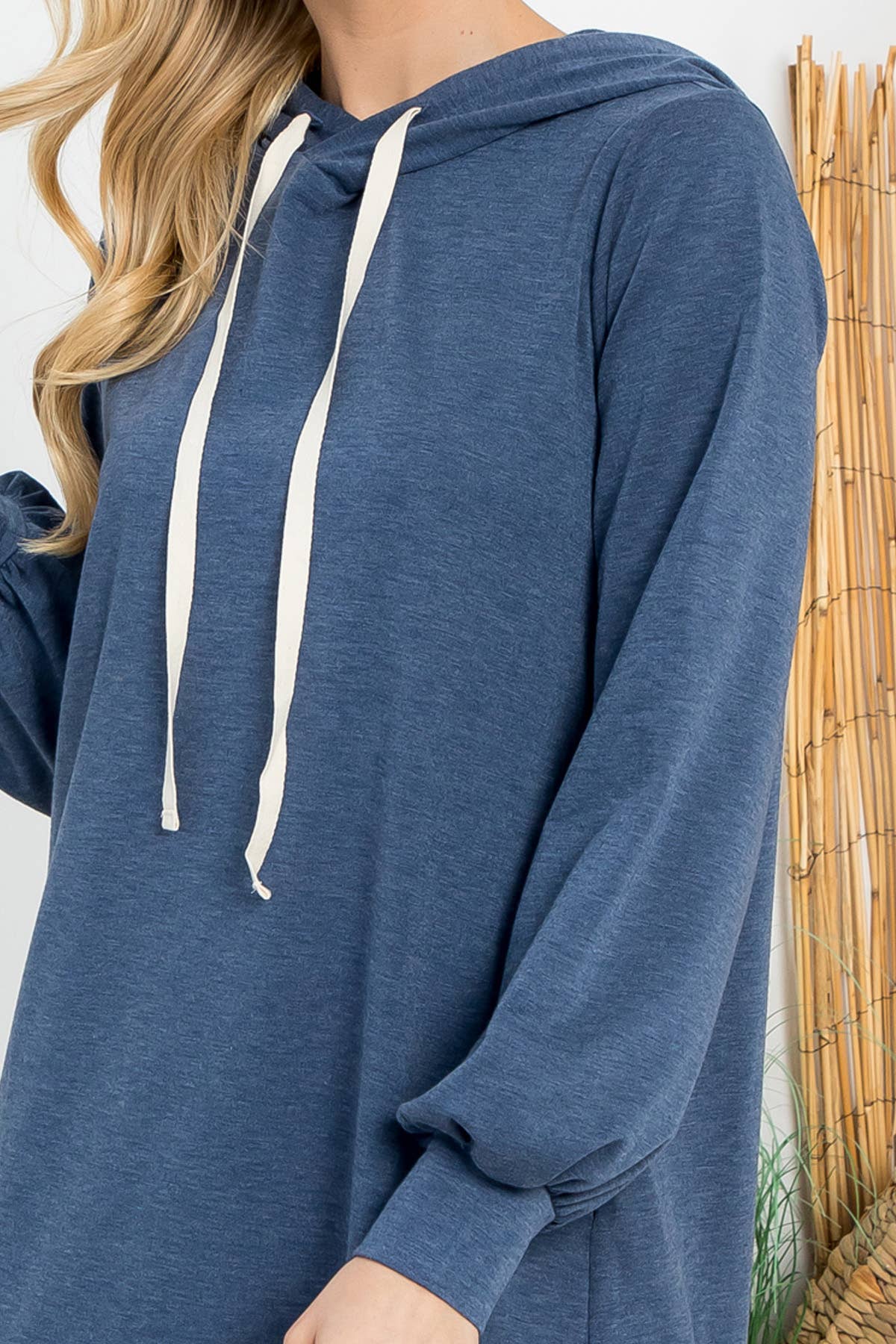 You & Me - Wholesale Dress - Women's - YMD10061V-FRENCH TERRY LONG PUFF SLEEVE HOODIE DRESS44