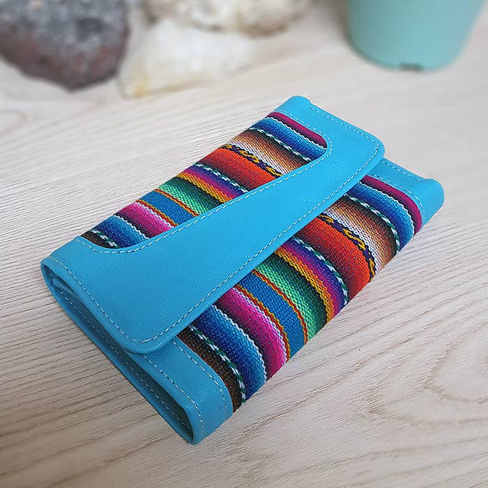 Pichincha - Vente Portefeuille – femme - Portefeuille à trois volets en cuir péruvien à rayures tribales17