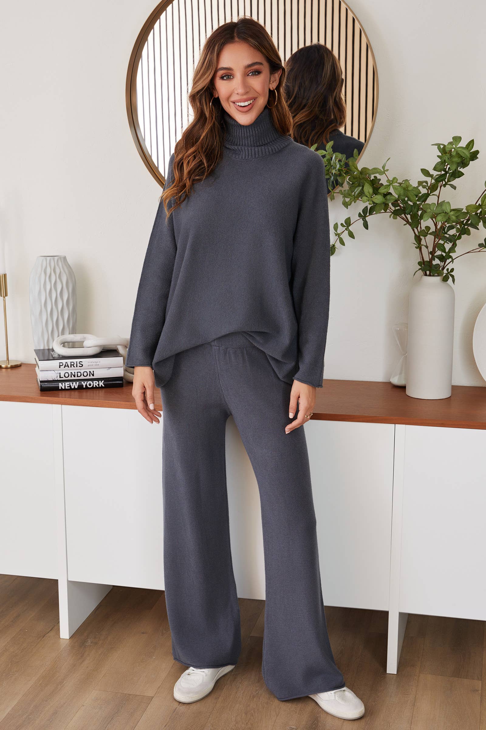 Carvão vegetal CALÇAS LARGAS DE MALHA VISCOSE (27739/330106-CARVÃO) para venda a revendedores na Faire8