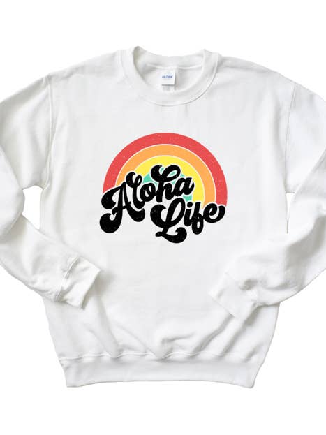 Aloha Life Rainbow Sweatshirt for wholesale by Wildberry Waves