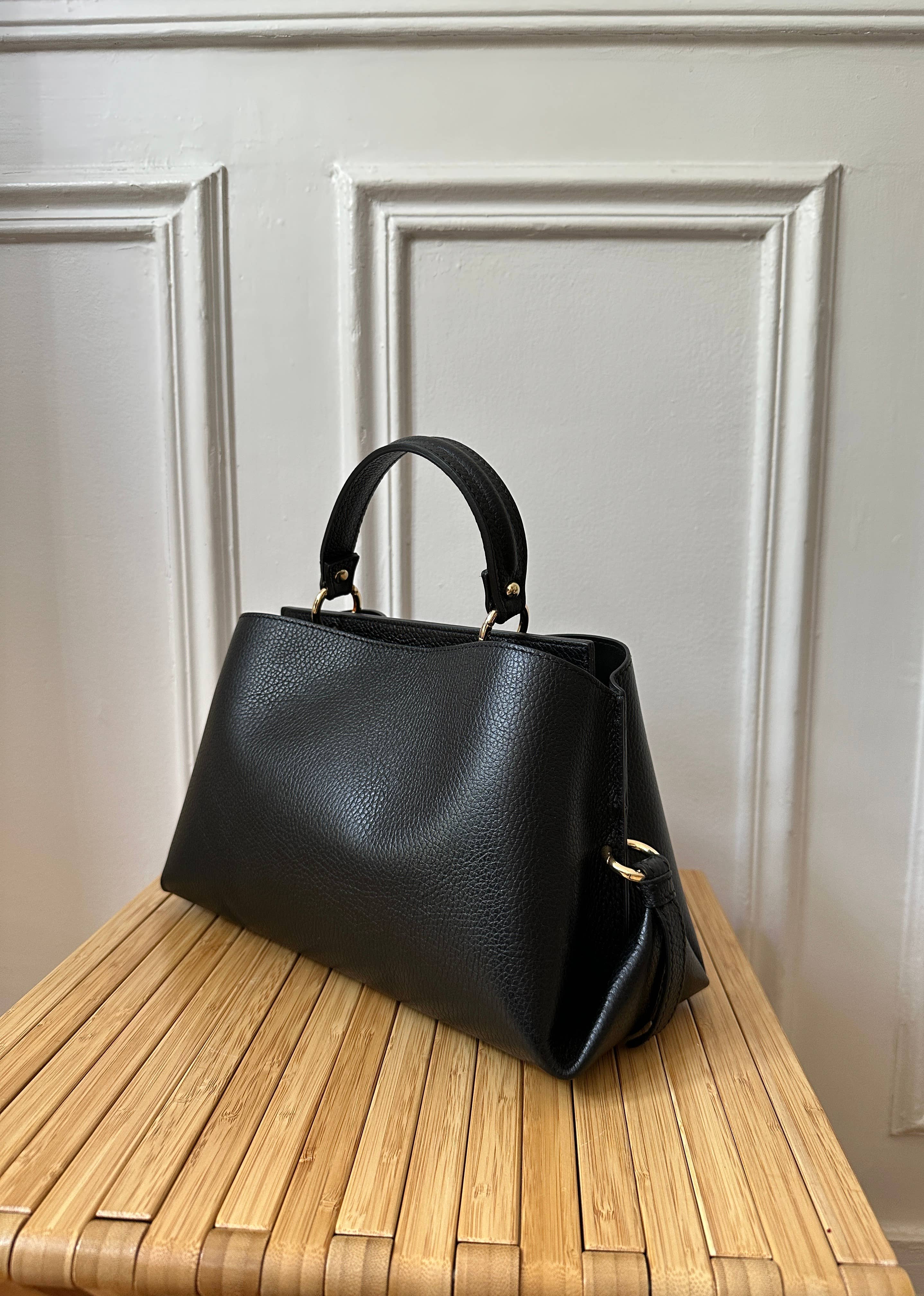 JULIA PARIS - Venta al por mayor Bolso con asas - Mujer - Bolso de piel granulada con asa de mano y correa para hombro1