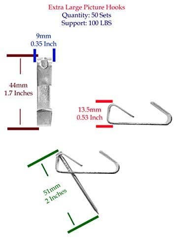 Mandala Crafts - Wholesale Picture Frame - Picture Hook Hanger with Nail Hanging Hardware Kit for Painting, Frames, Canvas Art, Photo Wall Mounting; by Mandala Crafts6