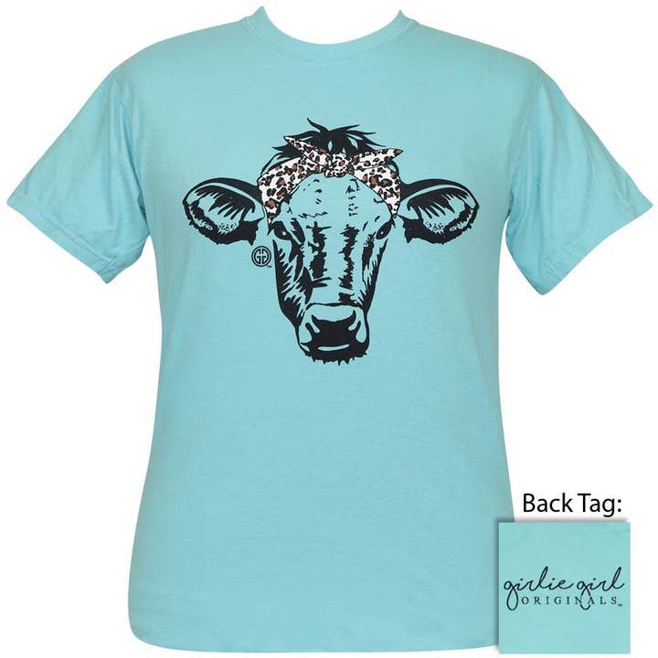 Leopard Bandana Cow Comfort Colors Lagoon Blue SS-1824 for wholesale on Faire