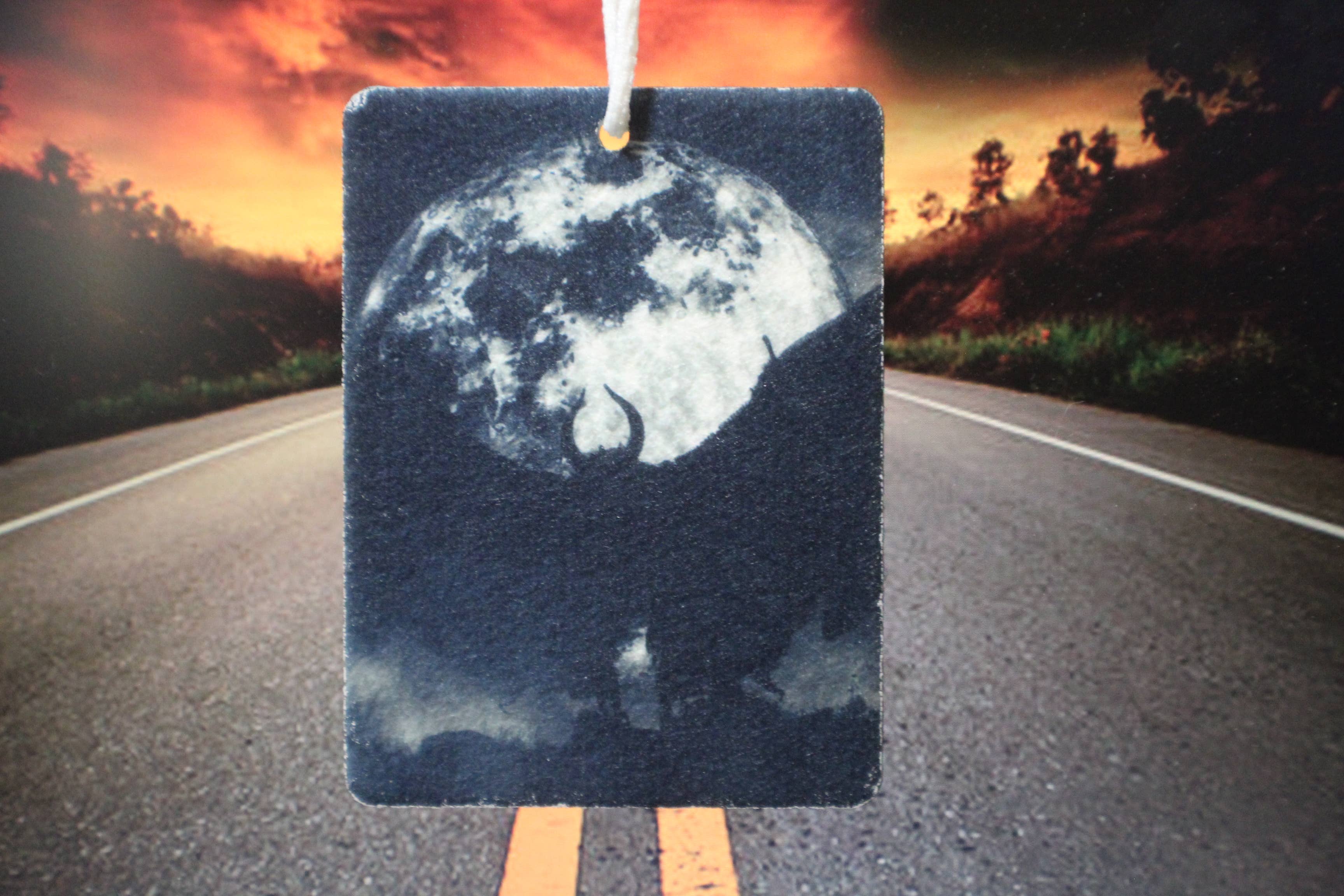 Raven Design - Wholesale Car Freshener - Unisex - Moth man under Large Moon // Felt Car Air Freshener0