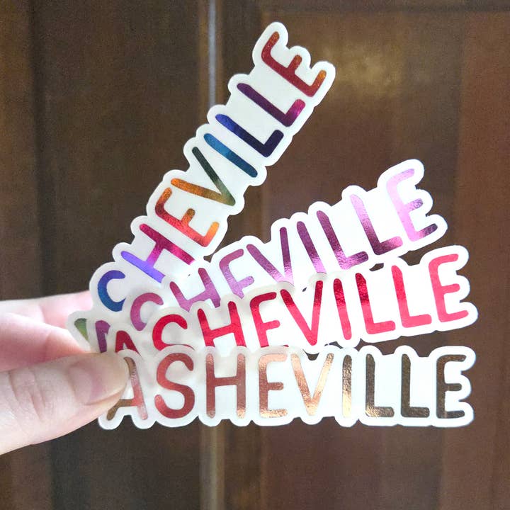 Autocollant Transparent Asheville pour la vente par Lucky Dog Design Co.