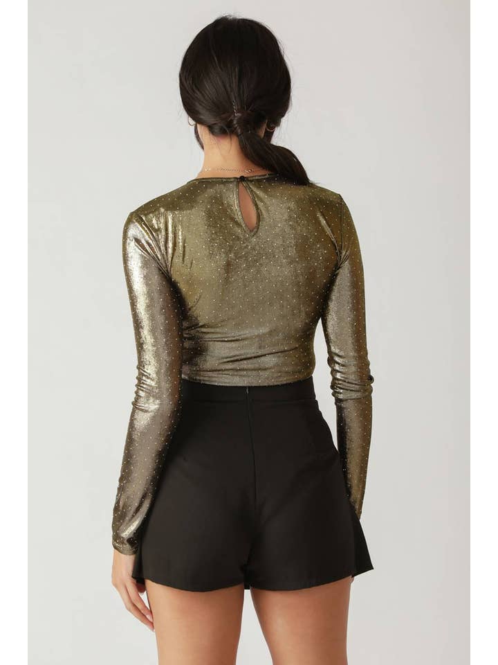 Gold An embellished bodysuit - IT13455 for wholesale on Faire