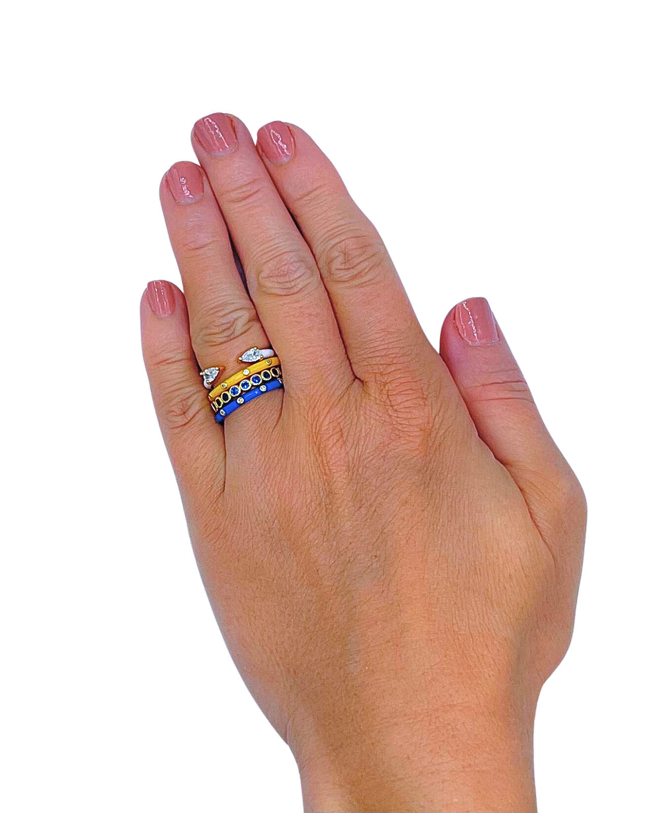 Color Shout - Vente Anneau/bague à empiler - R201-Couleurs de sororité : Ensemble de 2 bagues empilables en émail4