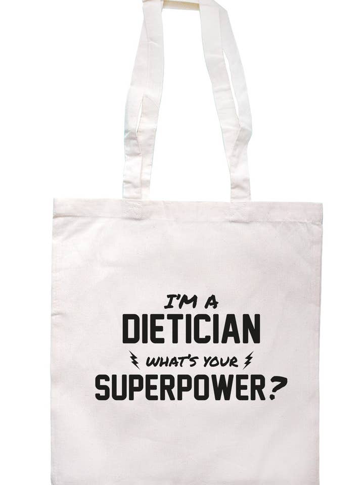Soy dietista ¿Cuál es tu superpoder? Bolso tote TB0516 para venta al por mayor de Illustrated Identity