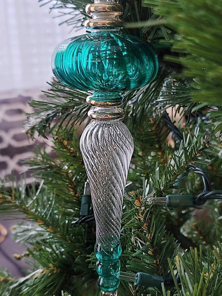 Glass Orb Icicle Ornament - Egyptian Hand Blown Glass for wholesale by Arabazaar Gallery LLC