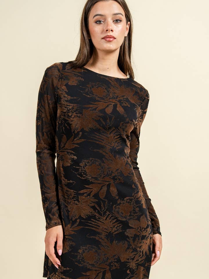 BD13076N / L/S MINI A-LINE DRESS W/ LOW BACK for wholesale by BEIVY & COLLABO