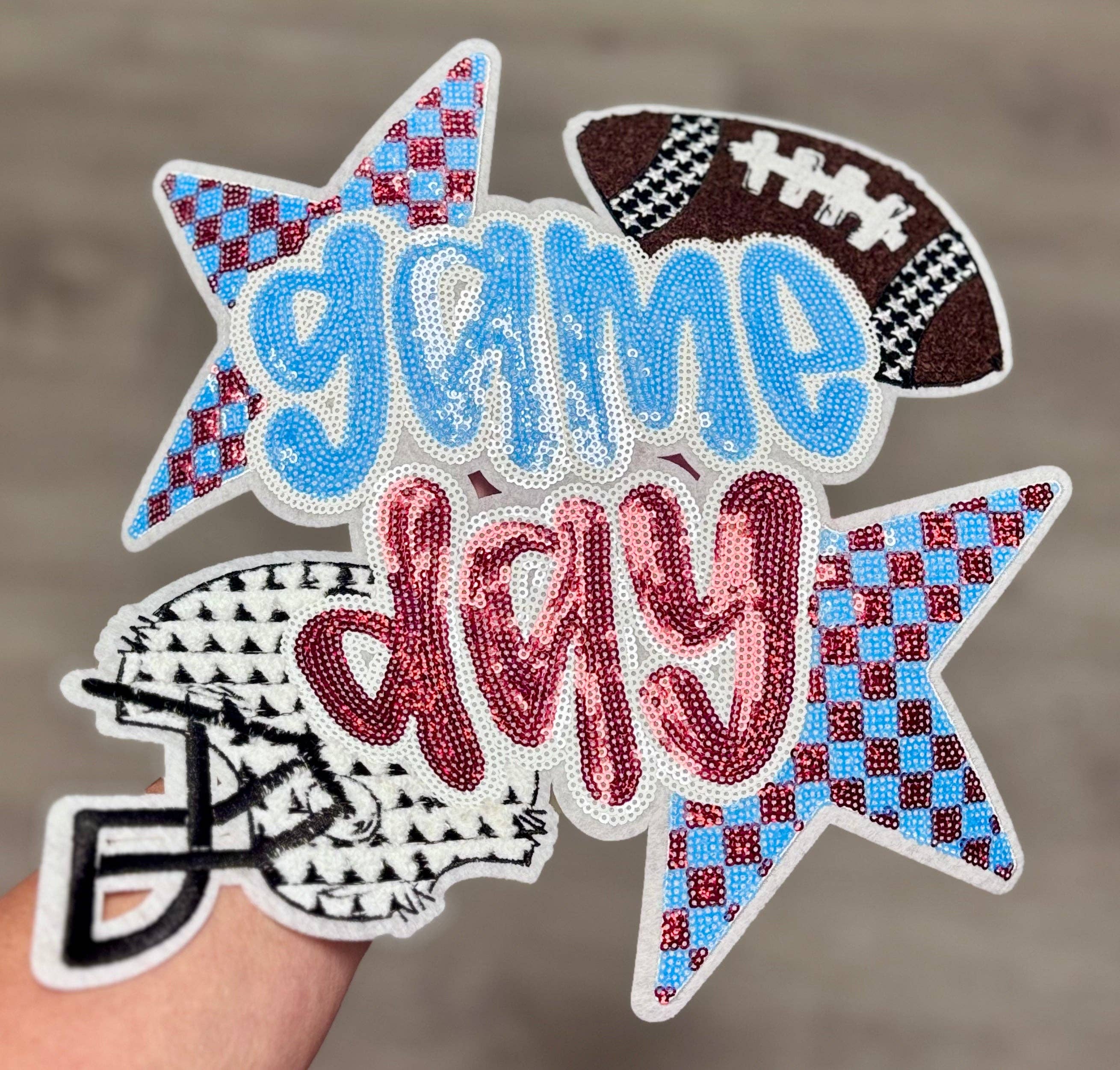 sequinandstiches - Vente Écusson - Patch jour de match, Patch 11, Patch de football, Patch rouge et bleu, Patch de football à sequins, Patch de sport, Patch à sequins, Patch thermocollant, DIY2