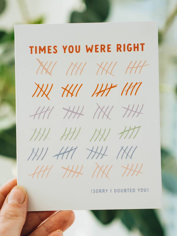 Soms had je gelijk, sorry dat ik aan je twijfelde - verontschuldigingskaart voor wholesale door Honestly Relatable