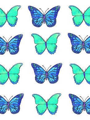 Blå sommerfugle lykønskningskort 14x14cm (tom indeni) for engroshandel hos On The Wall Art Ltd