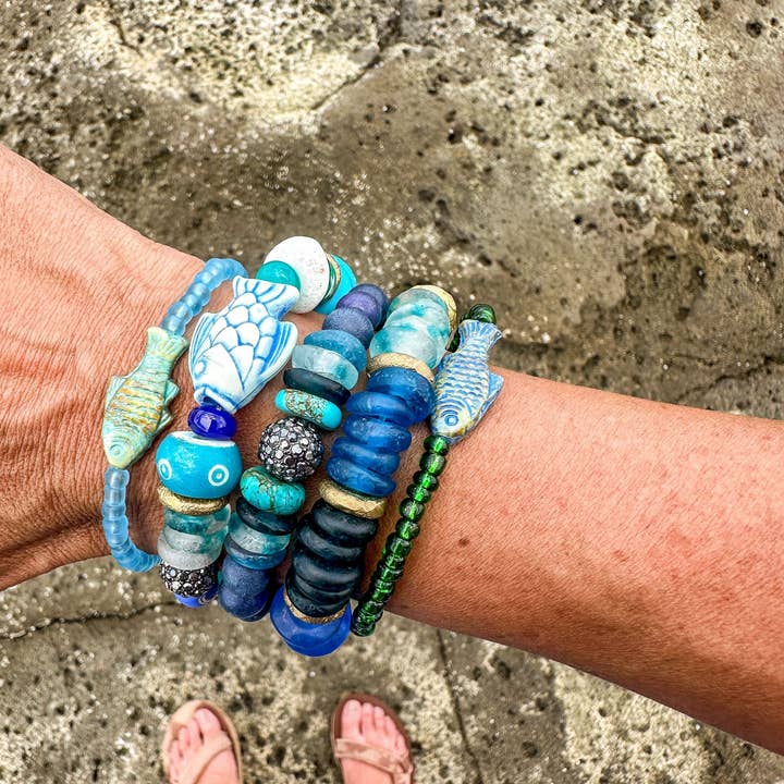 Twine & Twig – Pulseira de missangas por atacado – Pulseira de Pilha Intricada | Azul2