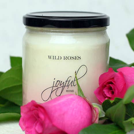 Wild Roses Soy Candle 16 oz for wholesale by Joyful Home Inc.