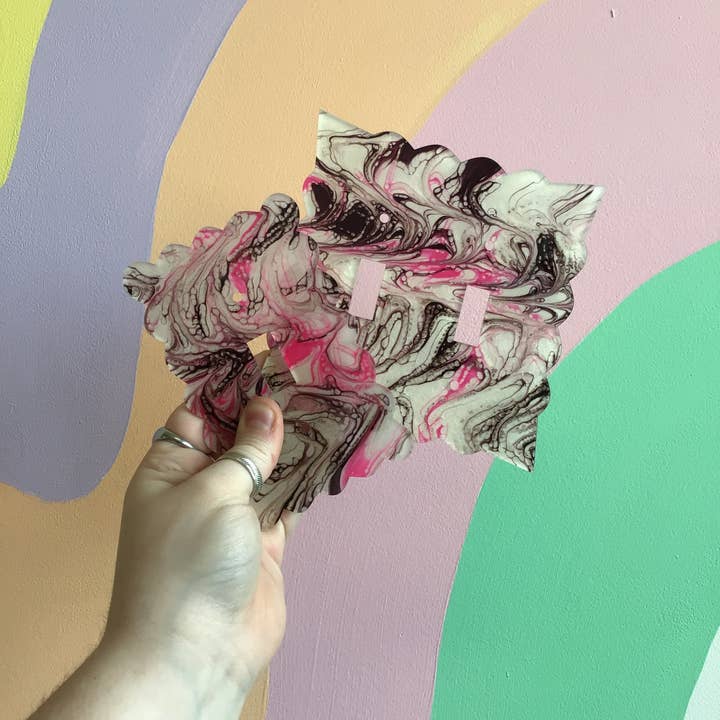 Pink and Brown Paint Swirl Outlet Covers for wholesale by Sunshine Studio