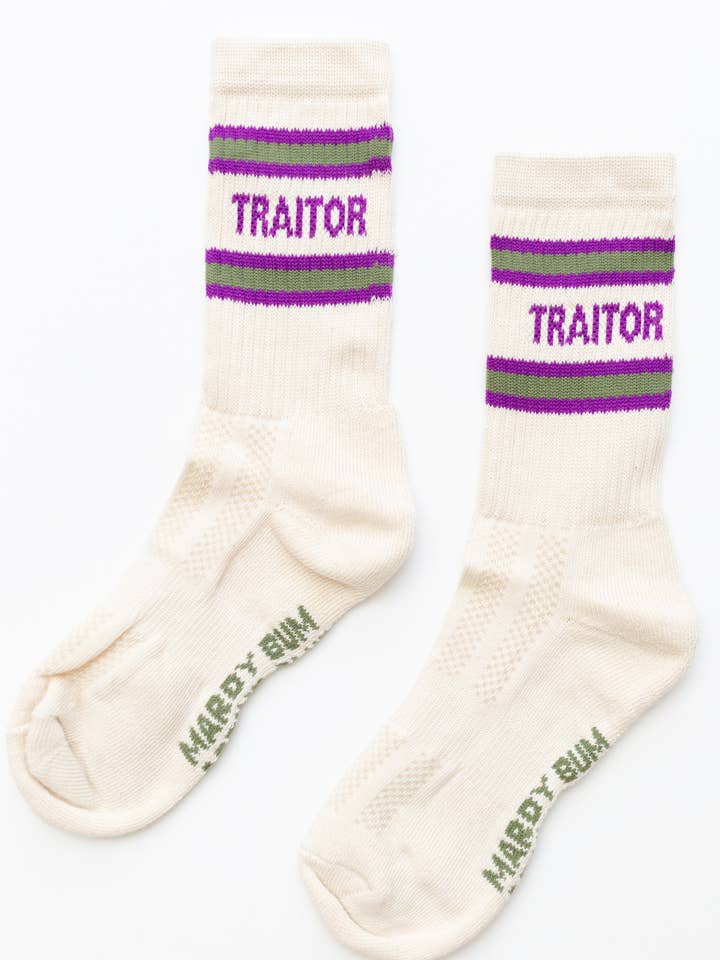 Traitor: Slogan Sports Socks for wholesale by Mardy Bum Active Club