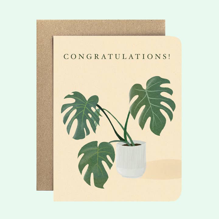 Monstera Greeting Card por atacado de Blue Whale Paper Co