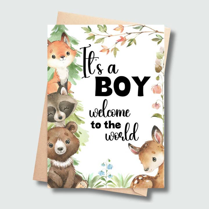 Carte Nouveau-né - Garçon des Bois pour la vente par SP Gifts