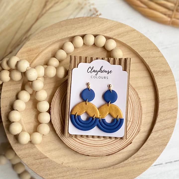 Clayhouse Colours - Wholesale Dangle Earrings - Navy & Gold Clay Earrings3