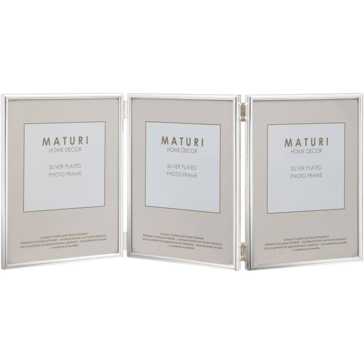 Silver Plated Triple Photo Frame - Thin Edge, 6" x 8" for wholesale by Viceni