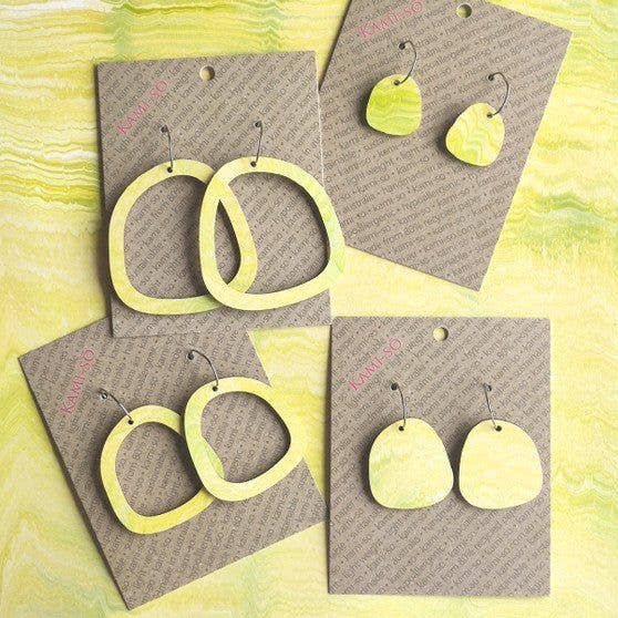 Square Recycled Paper Earrings - Citrus for wholesale by Kami-so