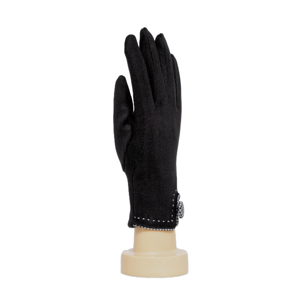 Taylor Hill Scarves & Co - Wholesale Gloves – Women's - THSG1130: Black: Houndstooth Button Border Gloves1