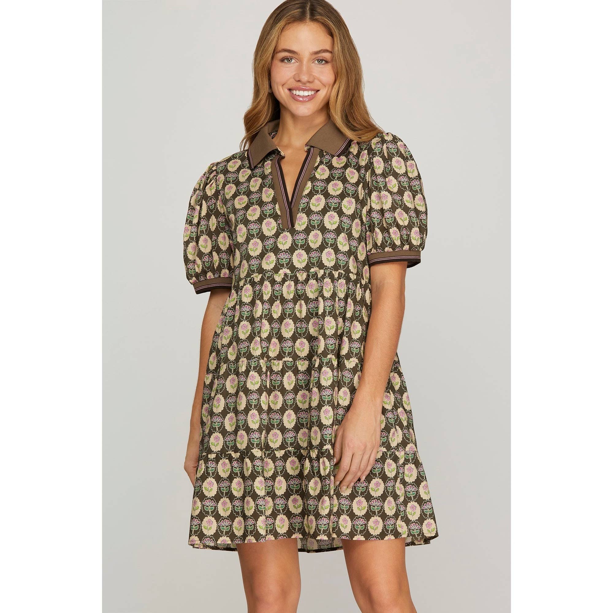 STYLE USA - Wholesale Dress - Women's - PRINTED WOVEN TIERED MINI DRESS0
