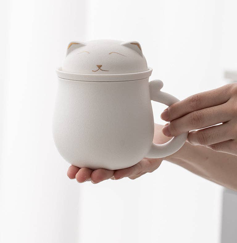 Gohobi （We cover U.S. import duties） - Wholesale Tea Set - Gohobi Lucky Black & White Cat Tea Cup With Infuser17