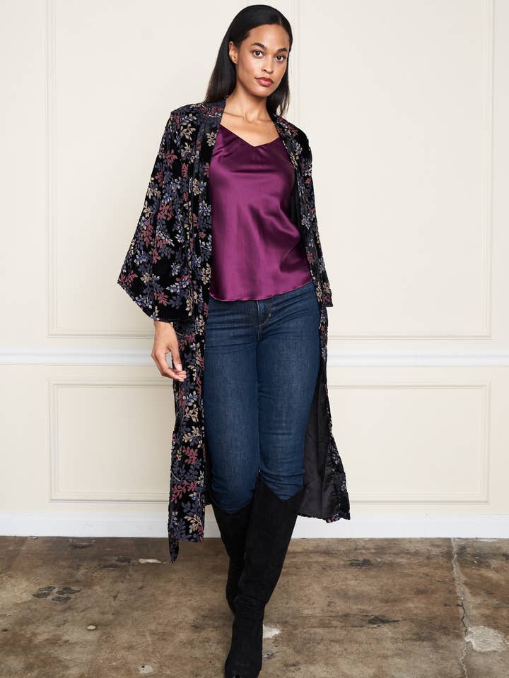 5512-MAK Utbränd Sammet Vävd Kimo med Knytband för wholesale av Paparazzi