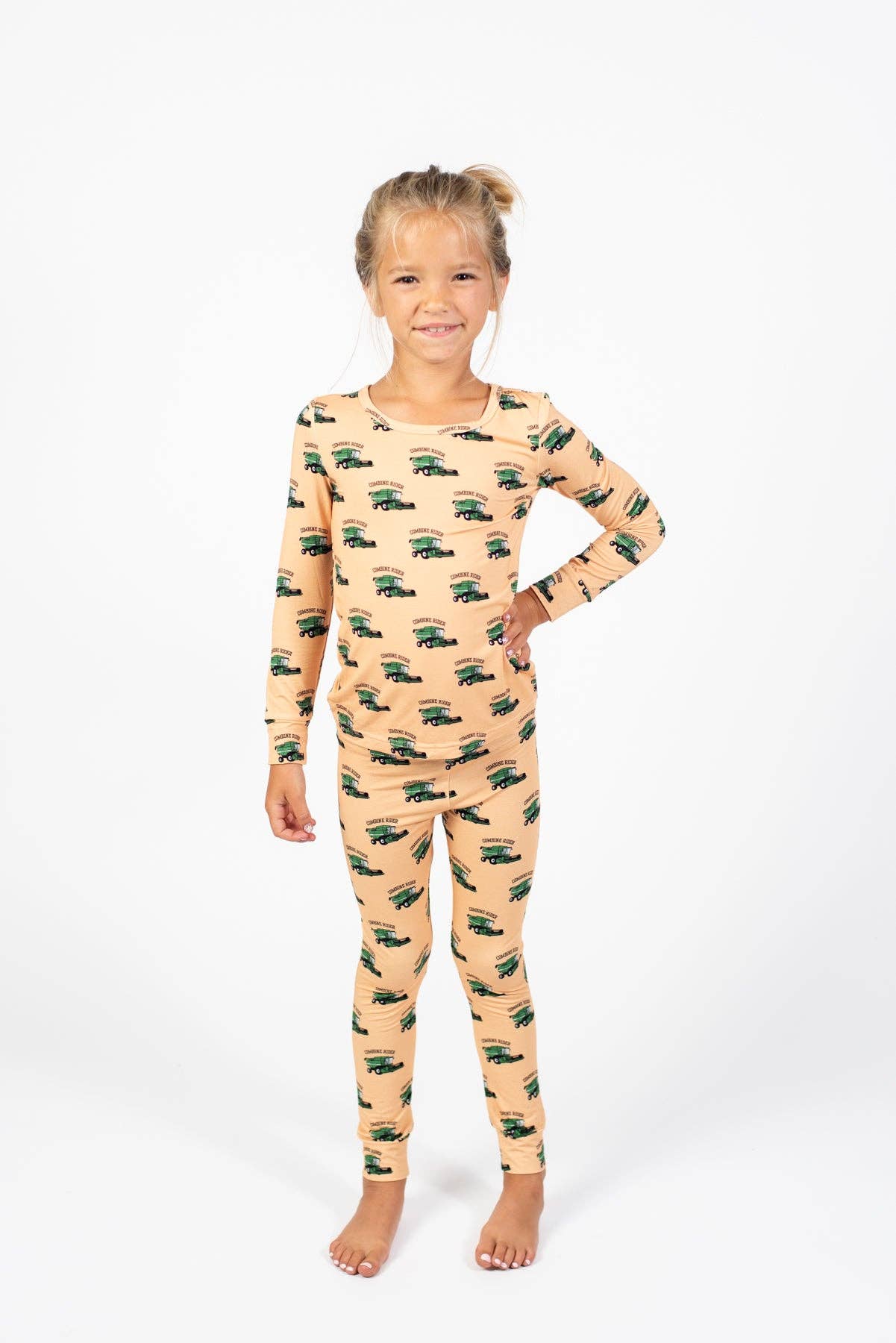 American Farm Company - Wholesale Sleepwear Set - Kids - Green Combine Rider Toddler/Youth Bamboo Pajama Set1