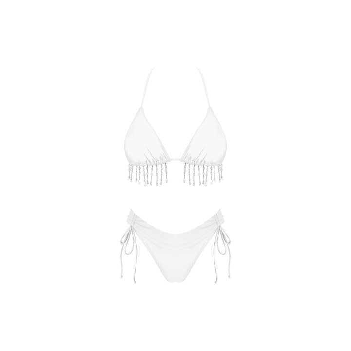 White Pearl Drop Bikini Set for wholesale on Faire