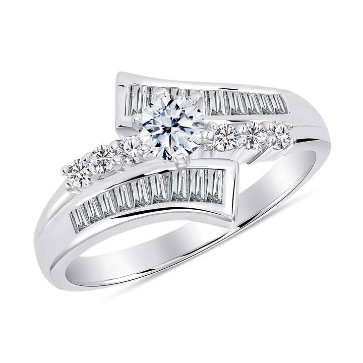 Anillo solitario marquesa lateral de plata de ley para venta al por mayor de King of Silver