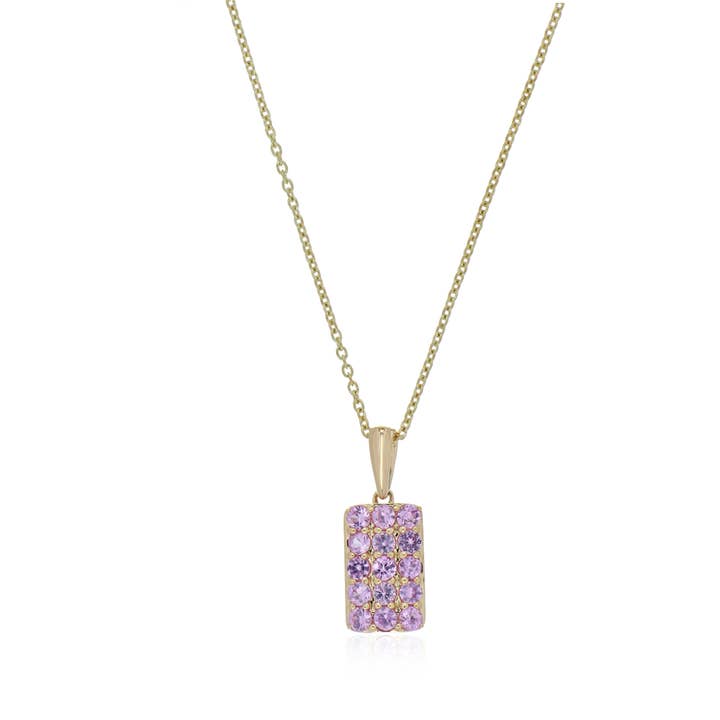 Pink Sapphire 0.70ctw Pendant With Chain In 9KT Yellow Gold for wholesale by Jaipur Jewelry