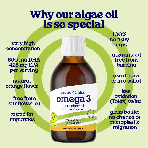 Arctic Blue - Wholesale Oral Supplement/Vitamin - DHA and EPA High Dosed Algae Oil - Vegan (150 ml bottle)4