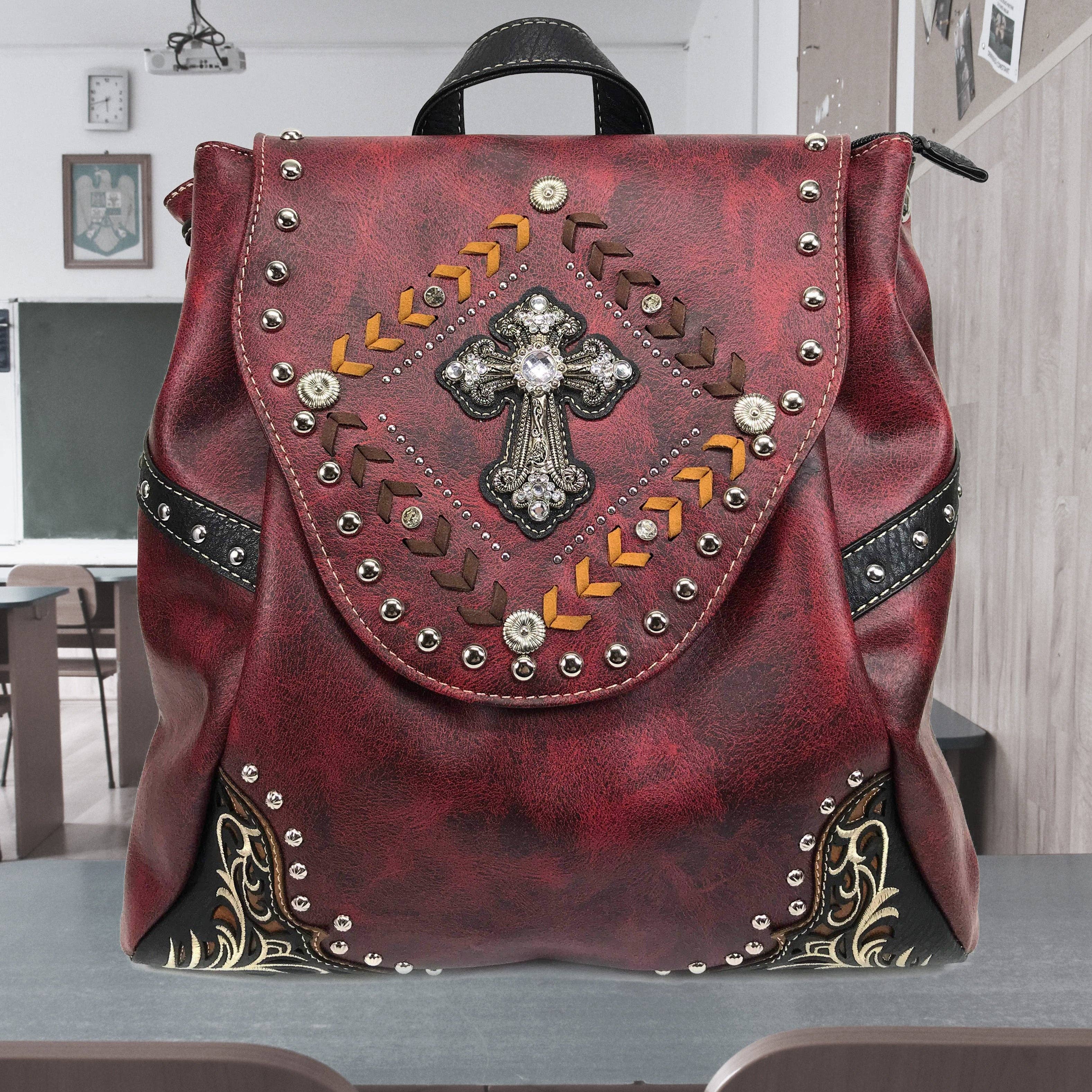 Lunar Deer - Vendita all'ingrosso Zaino - Donna - Zaino Donna Western Cross in pelle vegana con croce strass1