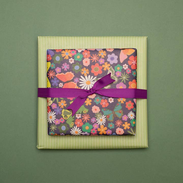 My Pretty Circus - Wholesale Flat Wrap - Easter wrapping paper butterflies on flower meadow10