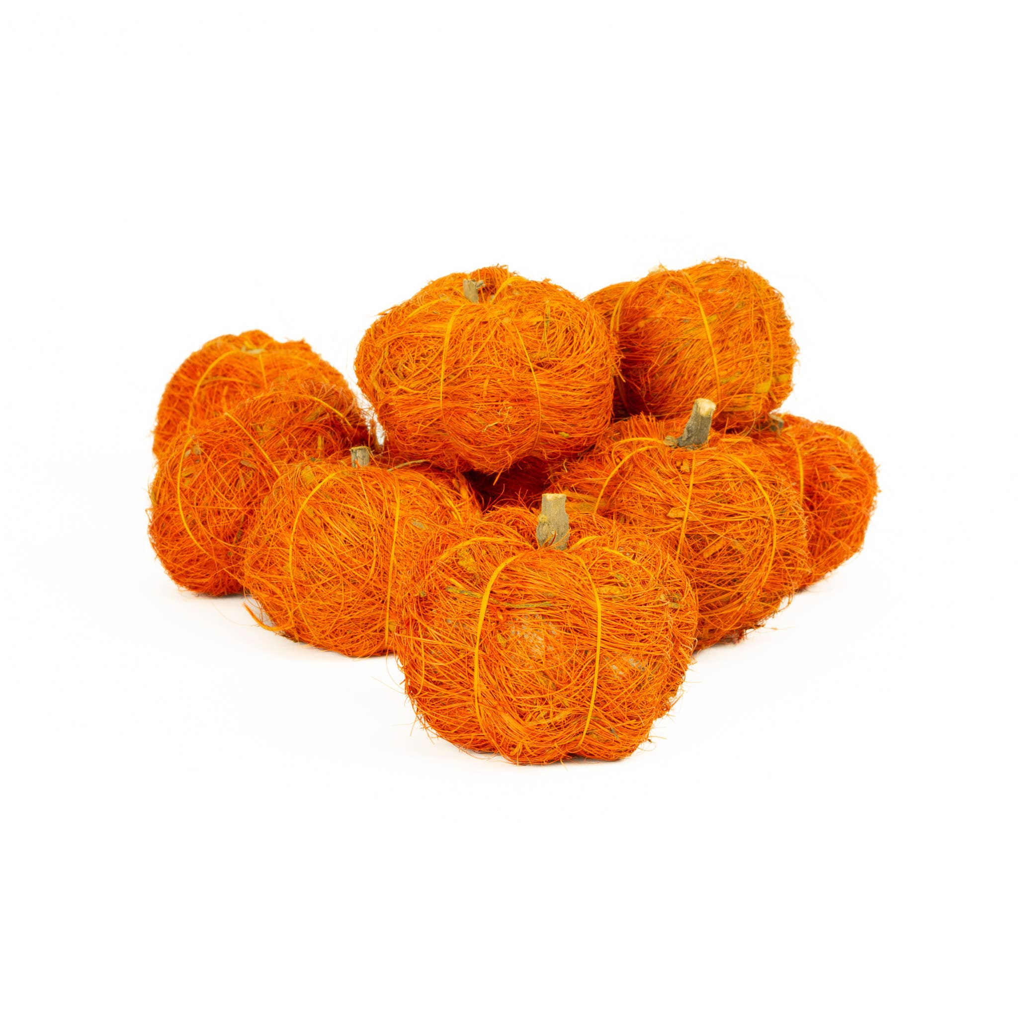 Mills Floral Company – wholesale Decorative tabletop object – Coco Fiber Pumpkins Orange - 9 Pieces0