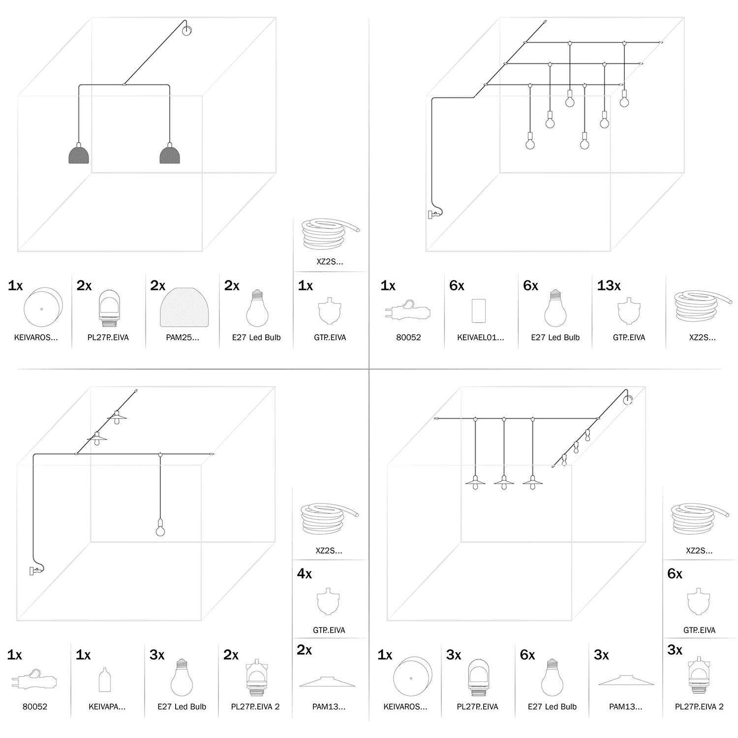 LIGHTINUP S.R.L. – Großhandel Außen-/Gartenleuchten – Eiva-2, Außenlampenfassung mit doppeltem Ausgang IP65 Fassung E277