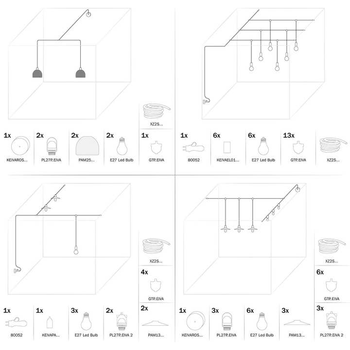 LIGHTINUP S.R.L. – Großhandel Außen-/Gartenleuchten – Eiva-2, Außenlampenfassung mit doppeltem Ausgang IP65 Fassung E277