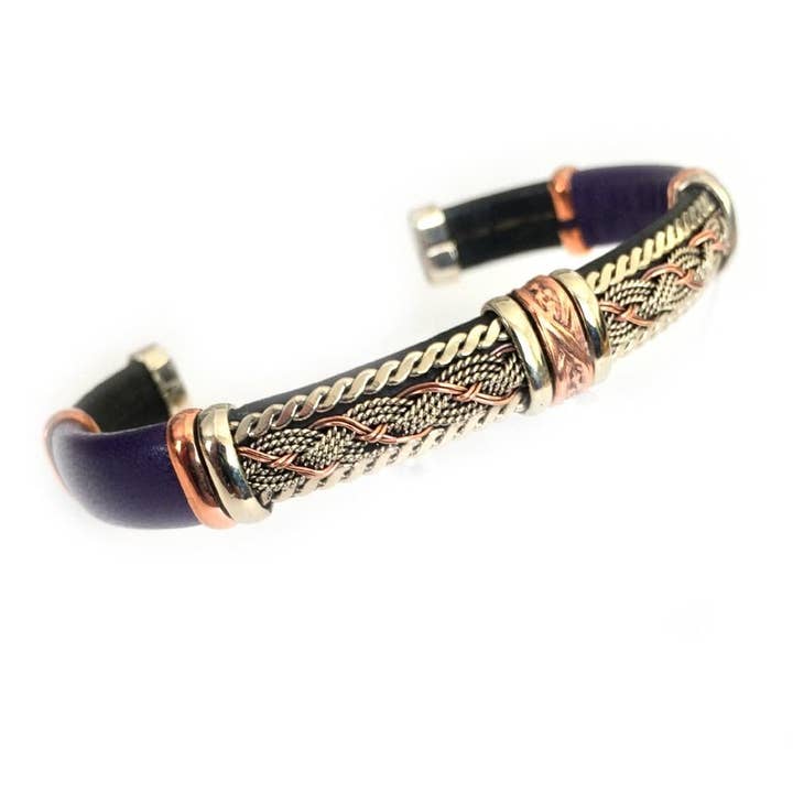 BR.ULB.0708 - Bracelet en cuir unique, violet pour la vente par HPSilver, LLC