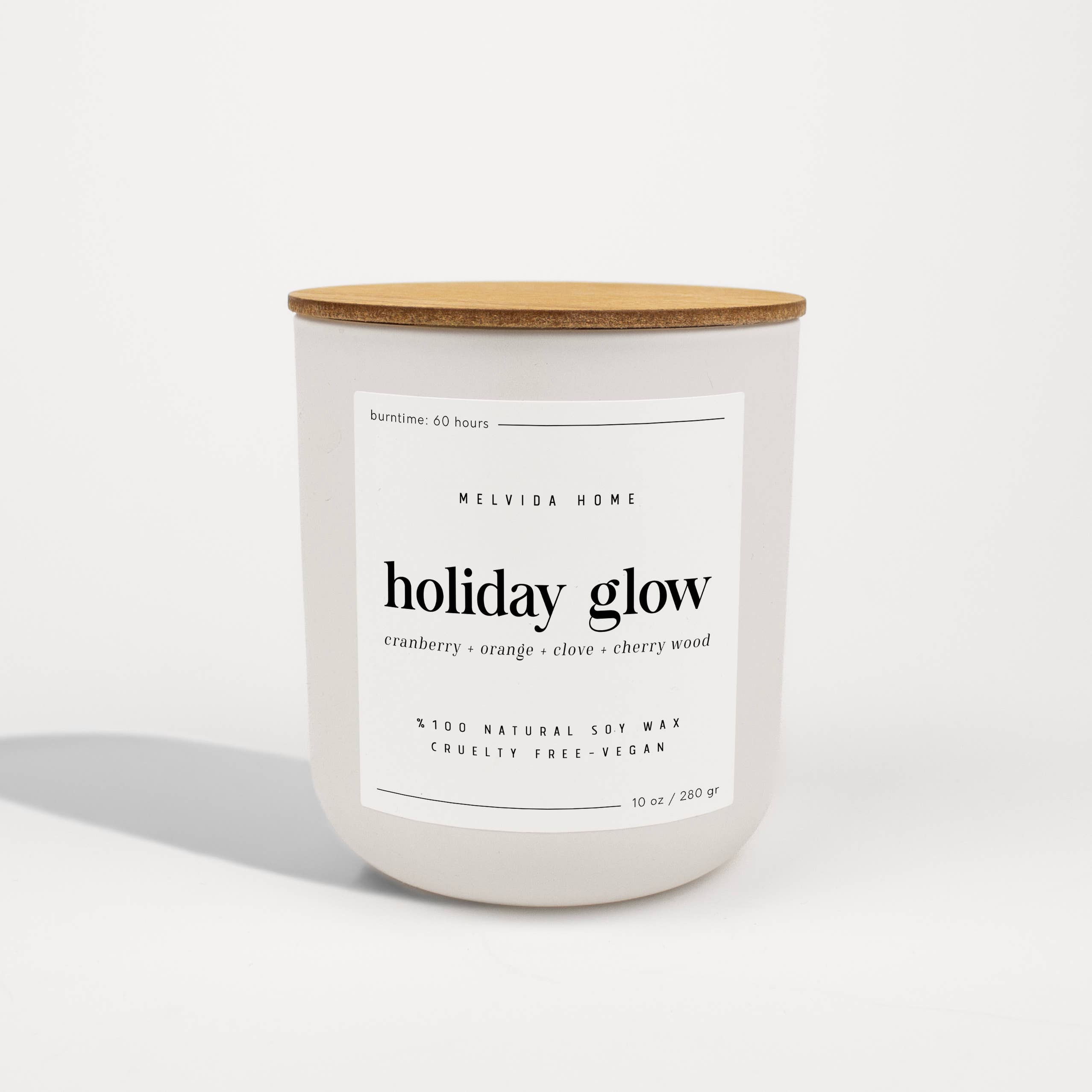 Melvida Home - Wholesale Jar/Filled Candle - Holiday Glow - 10 oz White Glass Soy Candle - Christmas Gift3