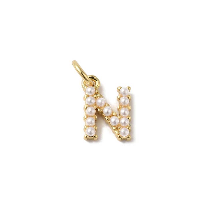 The Charm Bar Company - Wholesale Individual Charm/Pendant - Gold Large Pearl Initial Letter | Alphabet Charm13