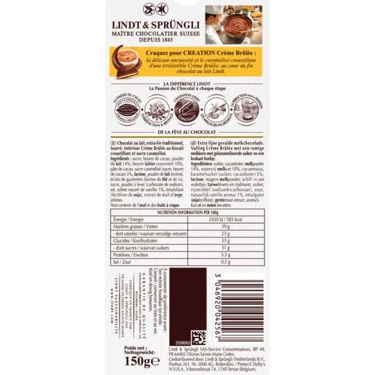 EU Grocery Exports – Großhandel Schokoriegel – LINDT - Creation Creme Brulee - Schokoriegel - 150 g